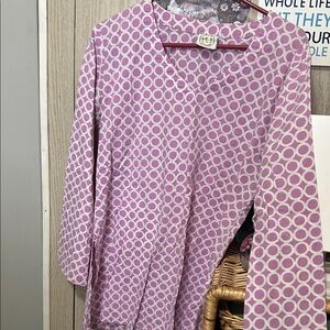 Purple and White Patterned Long Sleeve Top
